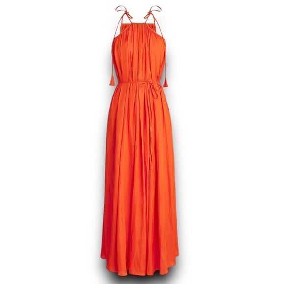 J Crew Collection XS Orange Rosaline Dress Gown Resort‎ Flowy Romantic Bright - Picture 2 of 9
